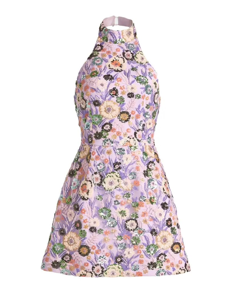 HELSI Sarah Floral Sequin Halter Mini Dress