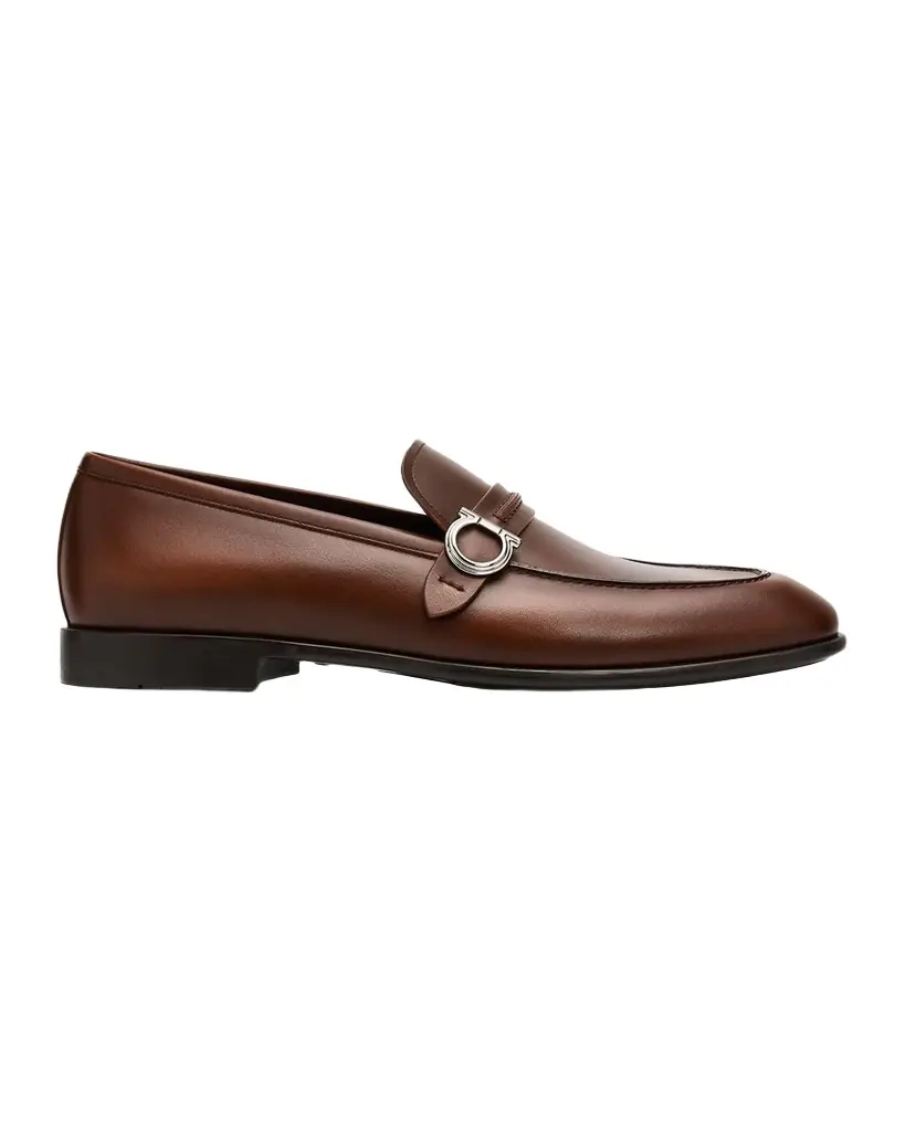 Ferragamo Men 's Terence Calfskin Gancini Saddle-Strap Loafers