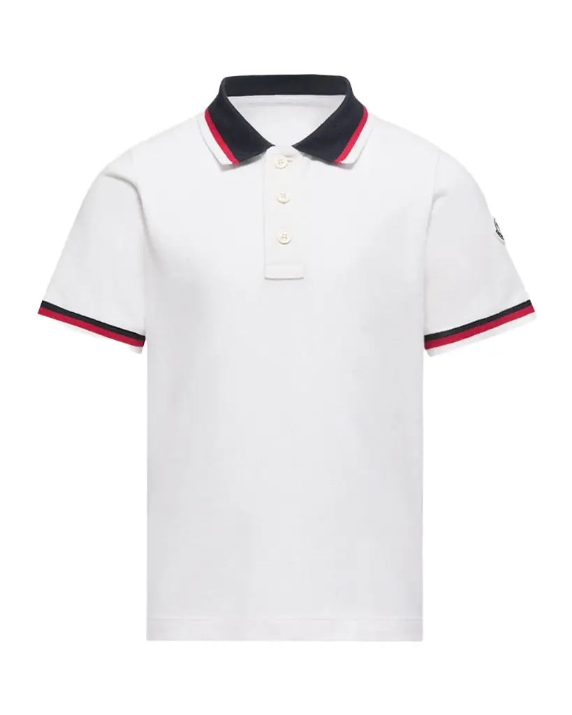 Moncler Boy 's Tricolor-Trim Cotton Polo Shirt
