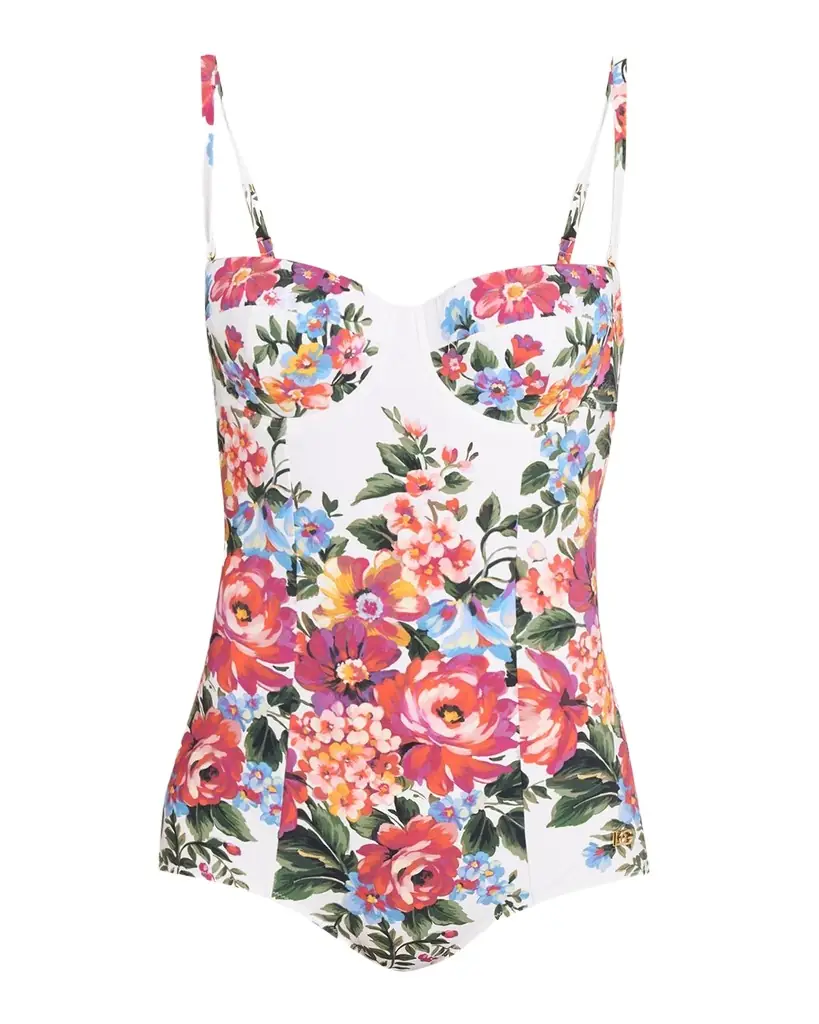 Dolce & Gabbana Floral Balconette One-Piece Swimsuit