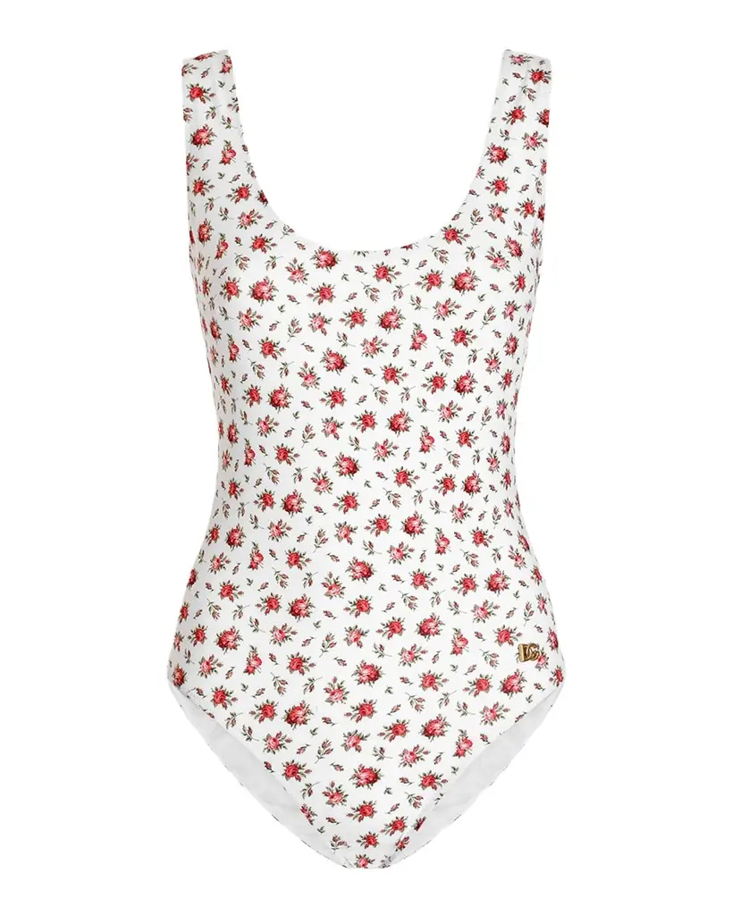 Dolce & Gabbana Rose Scoop-Back One-Piece Swimsuit
