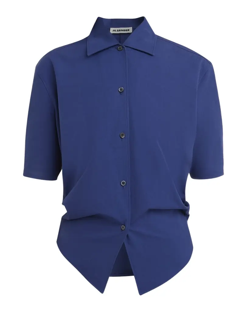 Jil Sander Gathered Short-Sleeve Button-Down Shirt