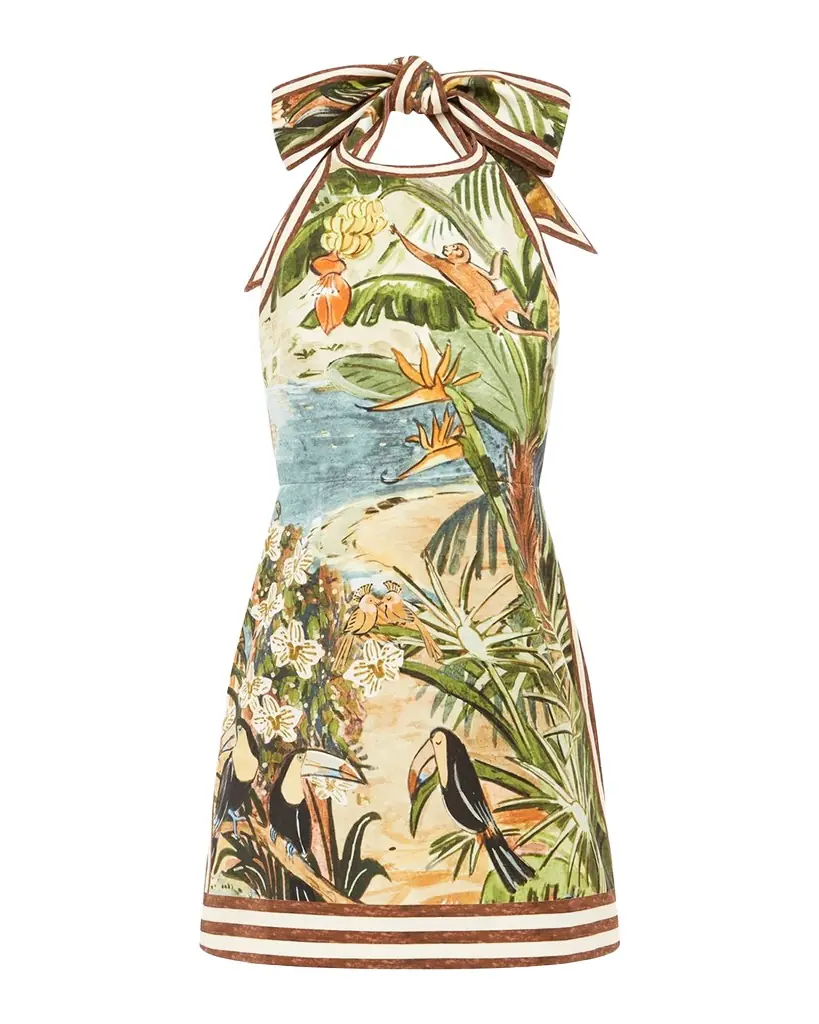 ALEMAIS Toucan Tango Halter Mini Dress