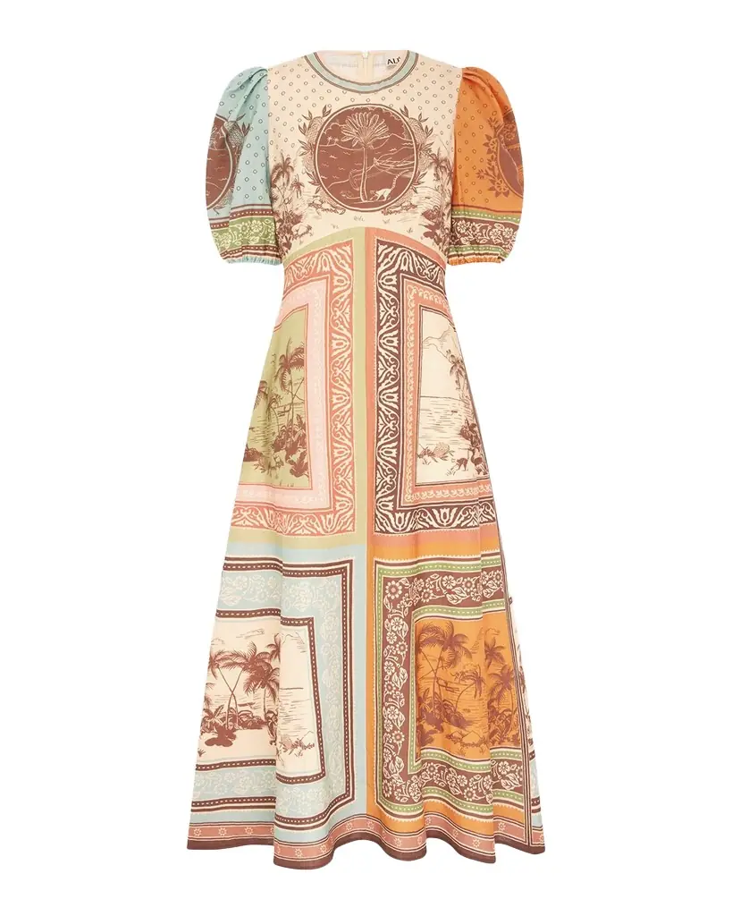 ALEMAIS Alberta Linen Midi Dress