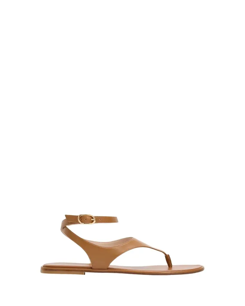 Stuart Weitzman Marley Nappa Leather Flat Thong Sandals