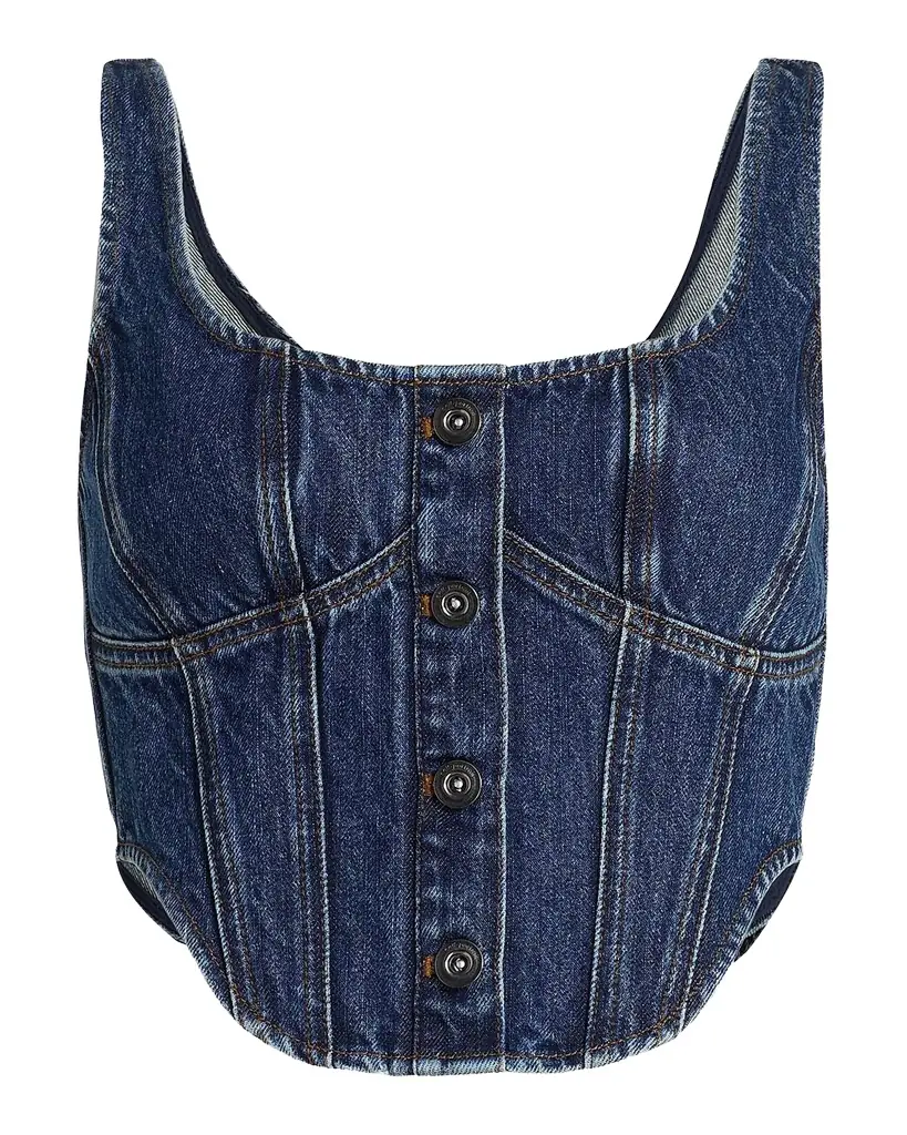 Self-Portrait Denim Corset Top
