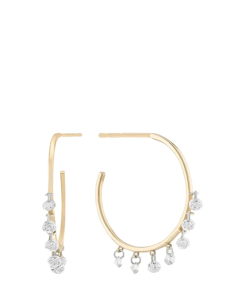 Lana Floating Diamond 14K Gold Hoop Earrings