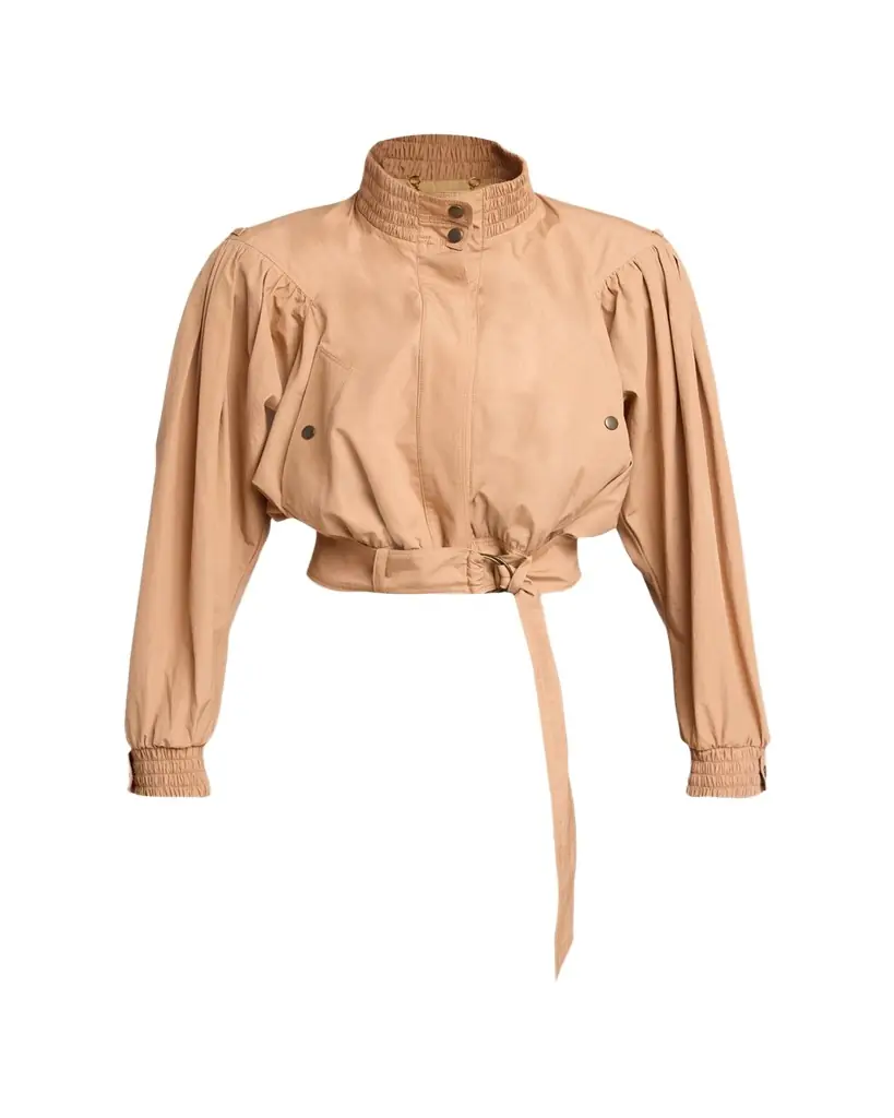 Chloe Technical Cotton Puff-Sleeve Crop Jacket