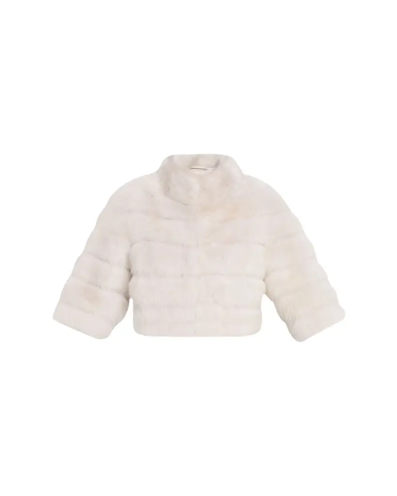 Gorski Lamb Shearling 3/4-Sleeve Crop Coat