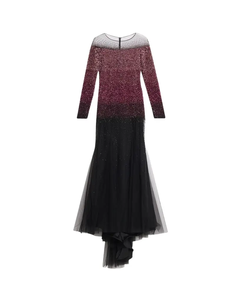 Pamella Roland Ombre Signature Sequin Illusion Trumpet Gown
