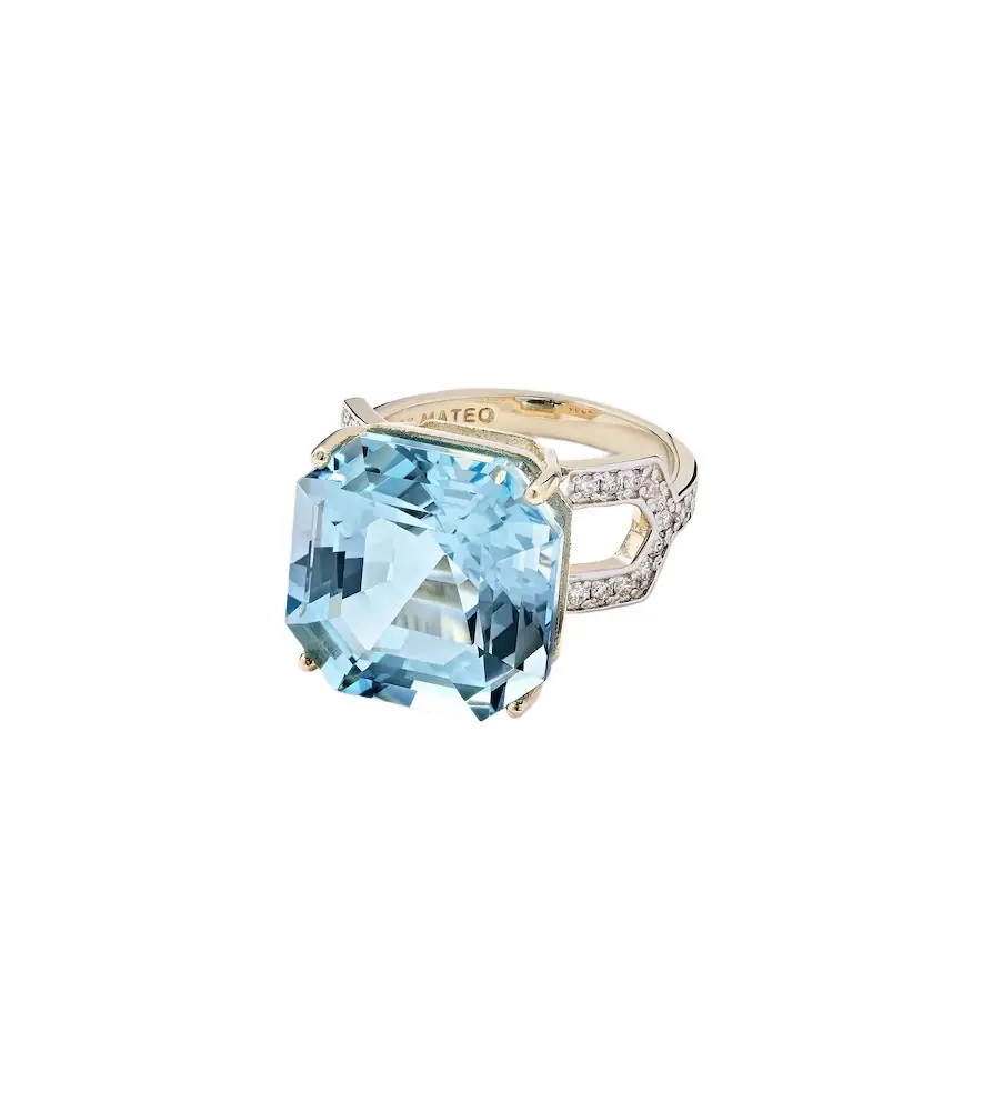 Mateo 14kt gold ring with topaz and diamonds