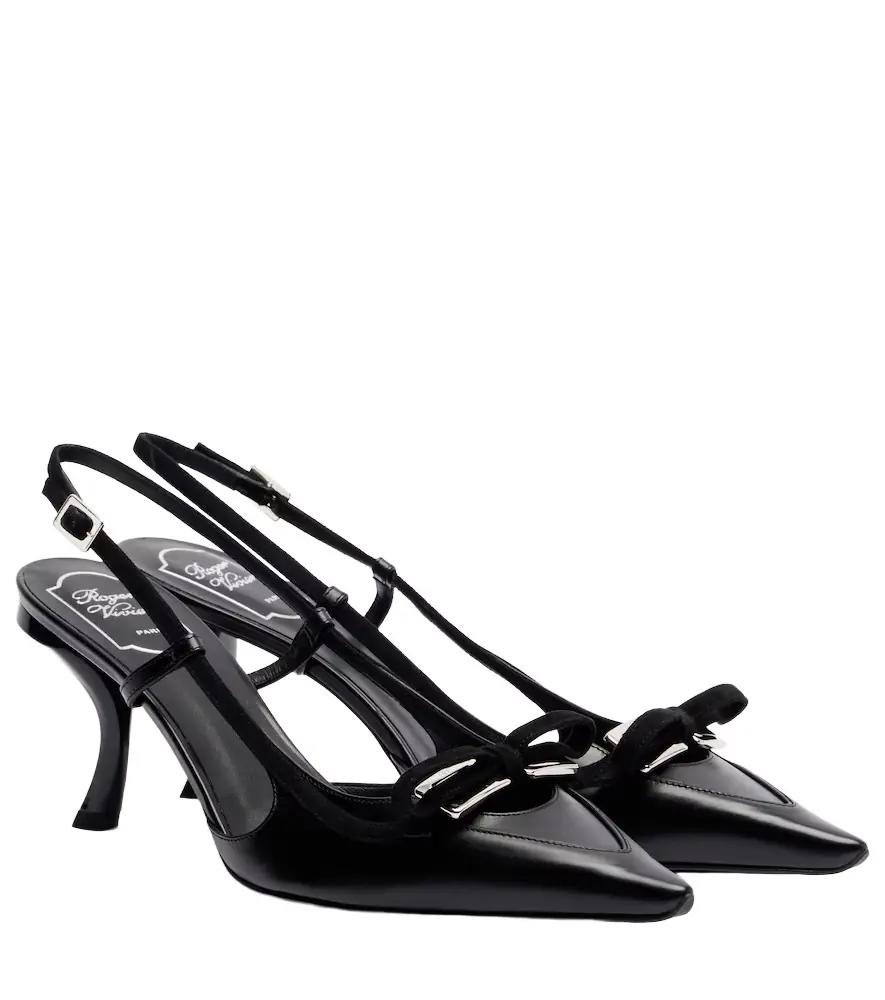 Roger Vivier Virgule 75 leather slingback pumps