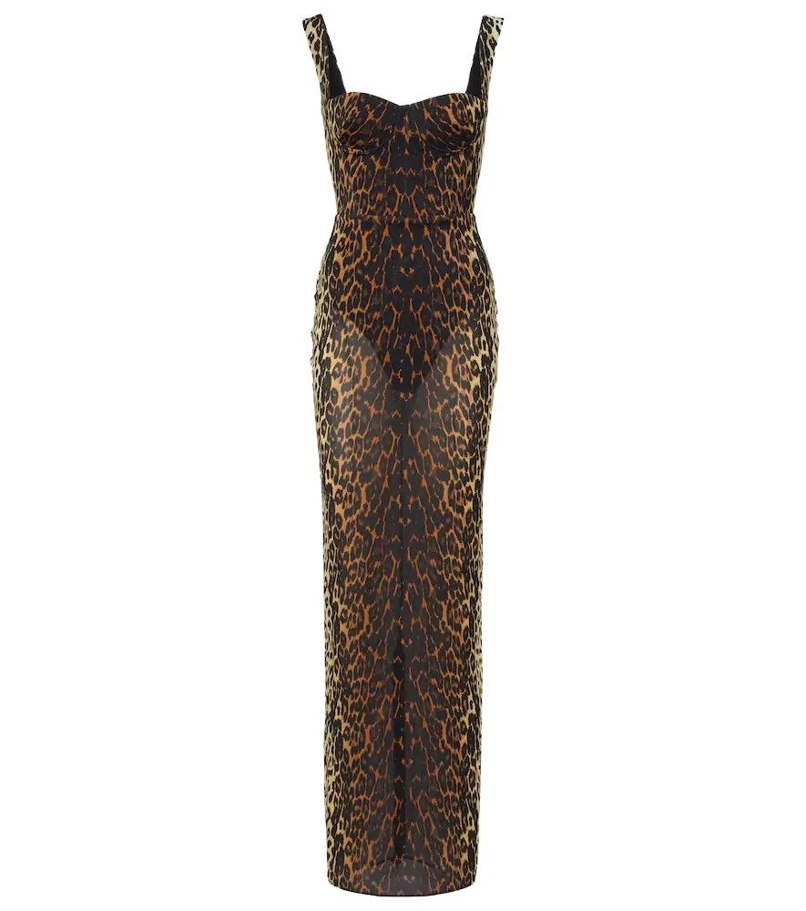 Alex Perry Leopard-print mesh gown