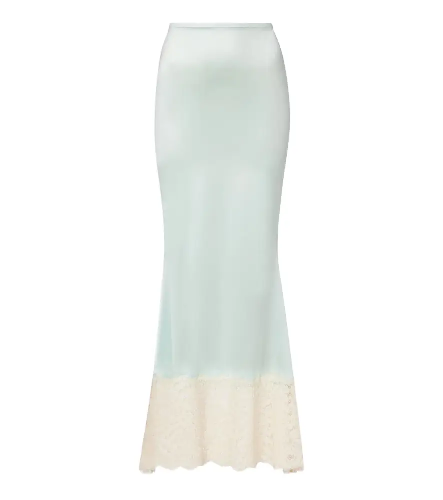 Montce Natalia lace-trimmed satin slip skirt