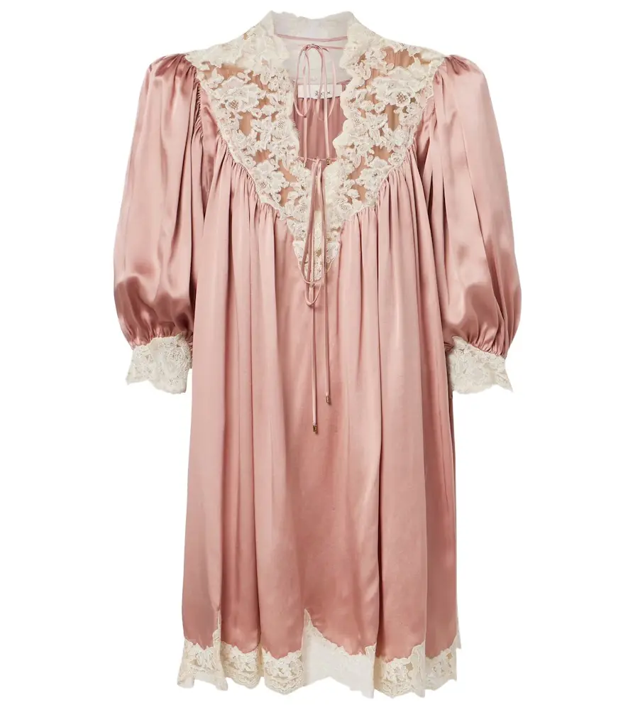 Chloe Chloé Lace-trimmed silk satin minidress