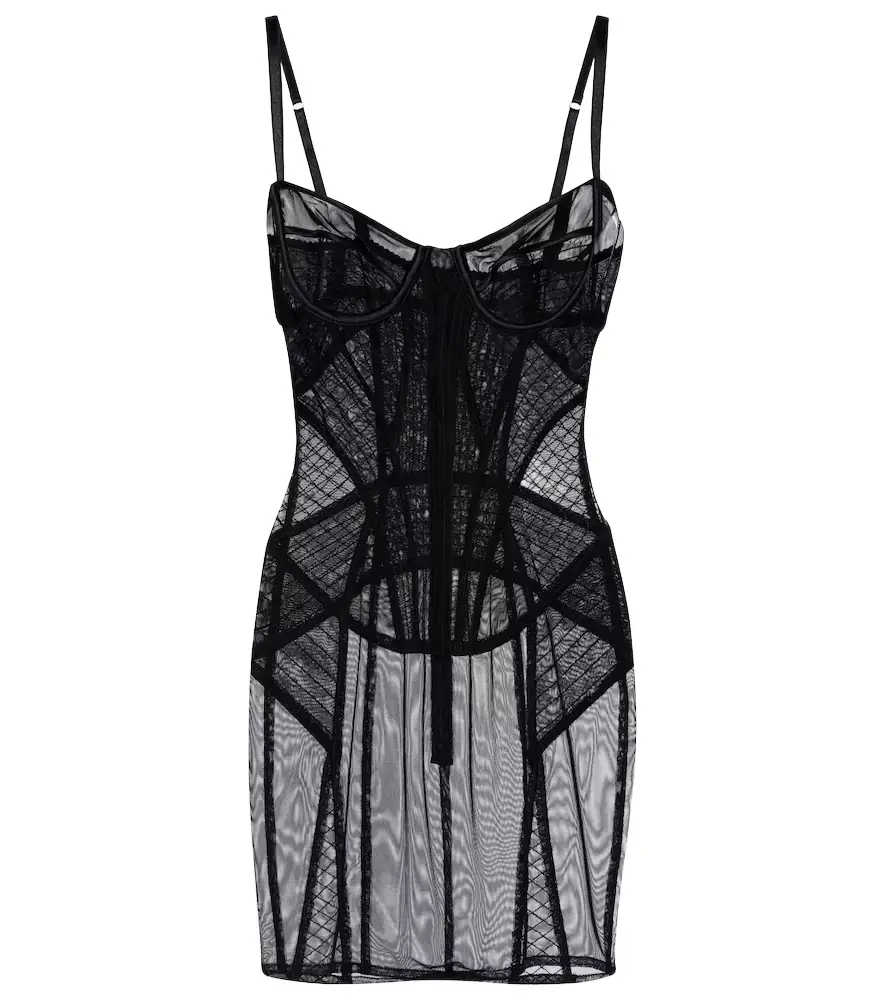 Dolce & Gabbana Ruched sheer tulle minidress