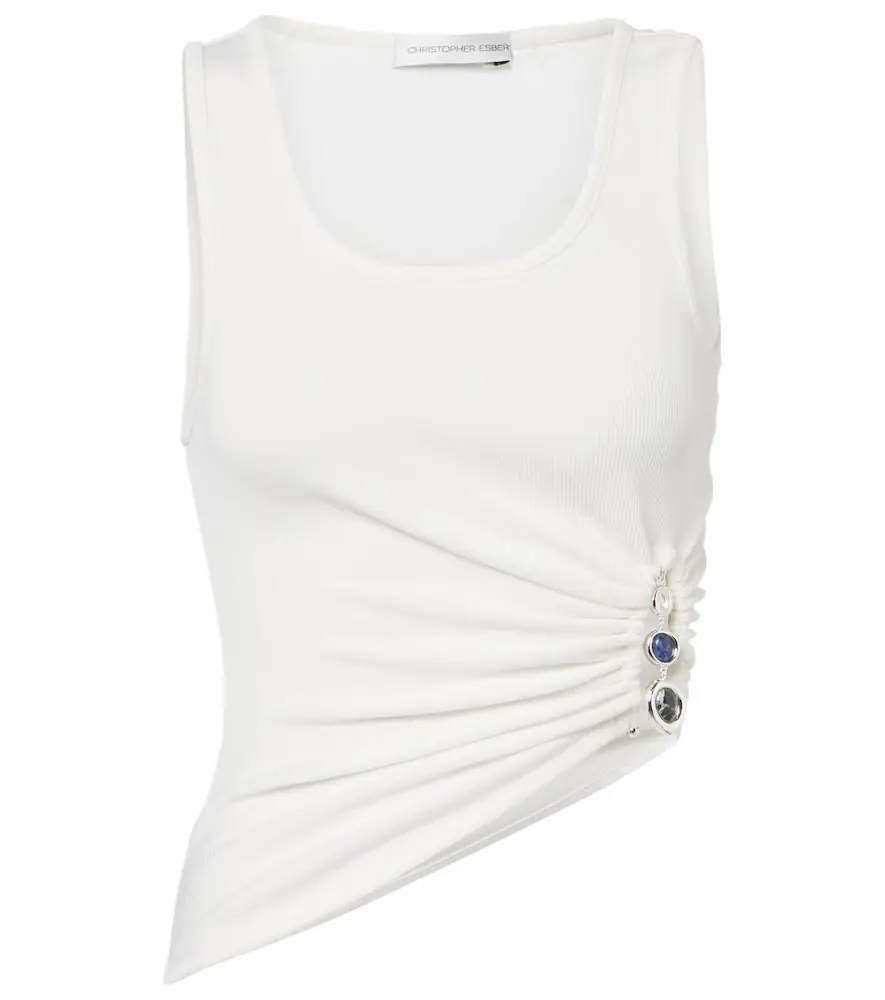 Christopher Esber Droplet Crystal embellished ruched tank top
