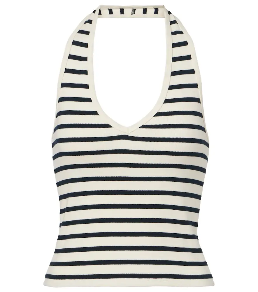 Nili Lotan Britt striped halterneck cotton top