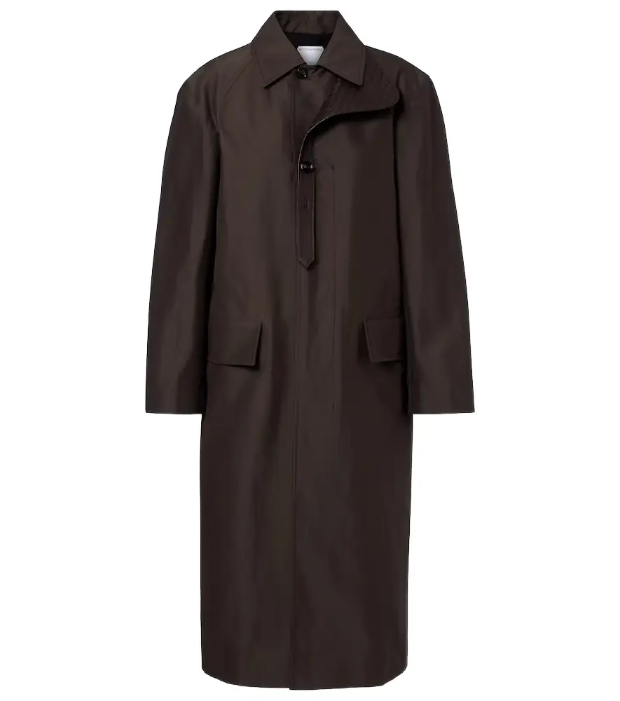 Bottega Veneta Intrecciato leather-trimmed trench coat