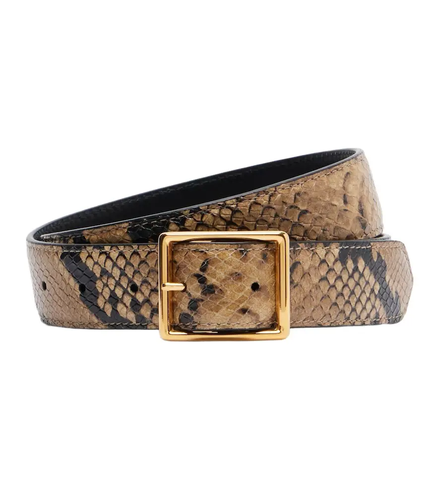 Nili Lotan Gabriele snake-print leather belt