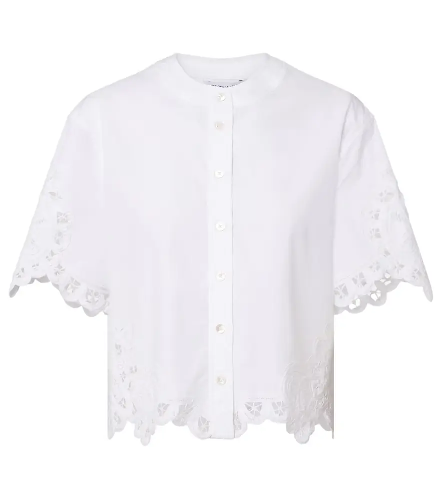 Veronica Beard Aleck embroidered cotton shirt