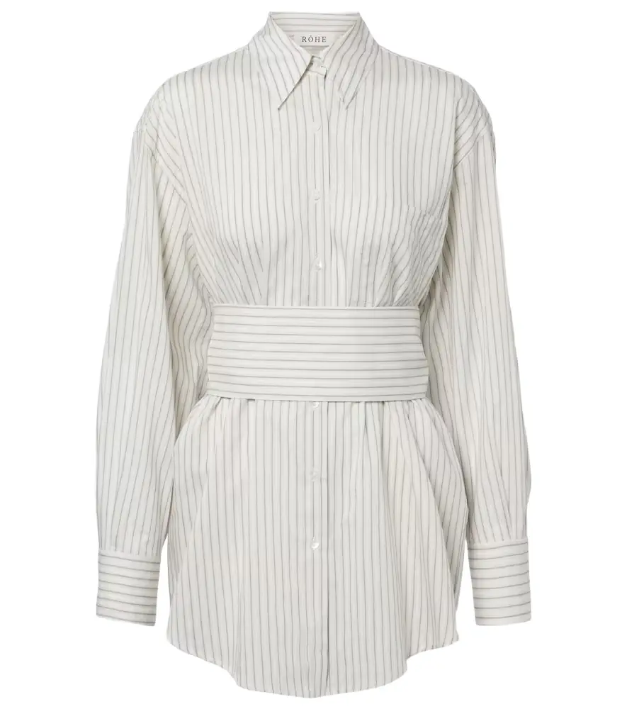 Rohe Róhe Belted striped silk and cotton shirt
