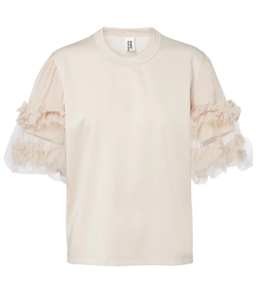 Noir Kei Ninomiya Ruffled tulle-trimmed cotton T-shirt
