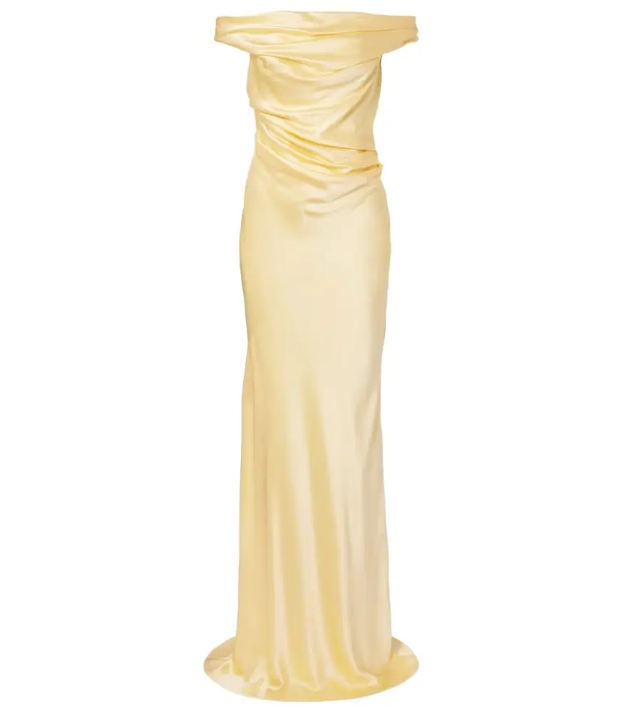 The Sei Bardot draped silk charmeuse gown