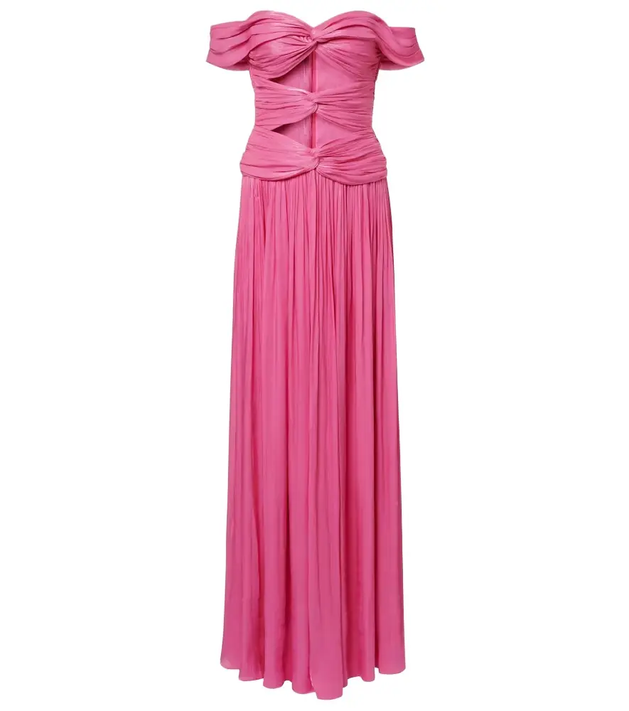 Costarellos Cutout Lurex georgette gown