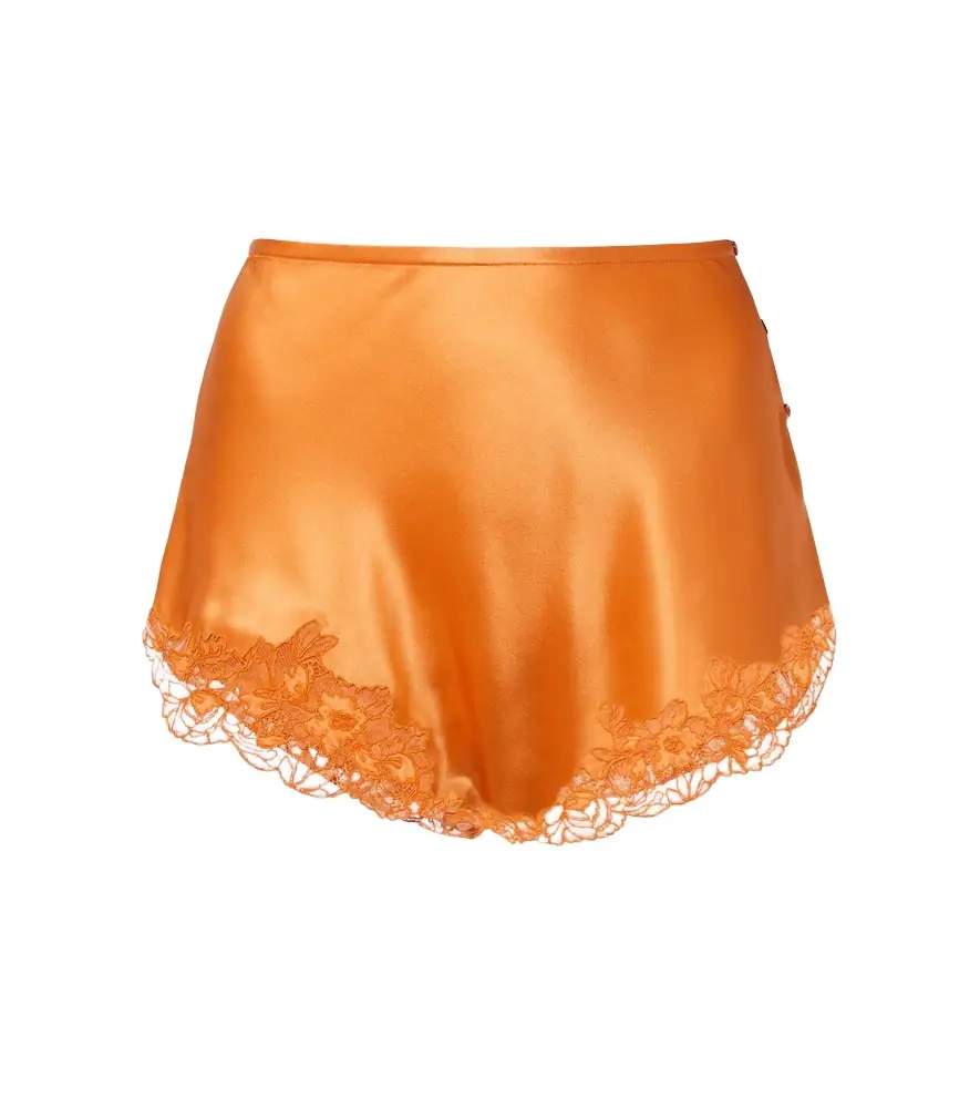 Saint Laurent Lace-trimmed silk crêpe muslin shorts