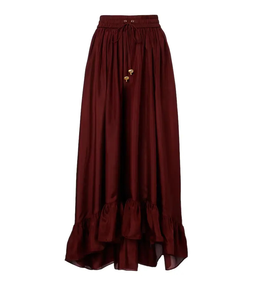 Zimmermann Aster gathered silk habotai maxi skirt