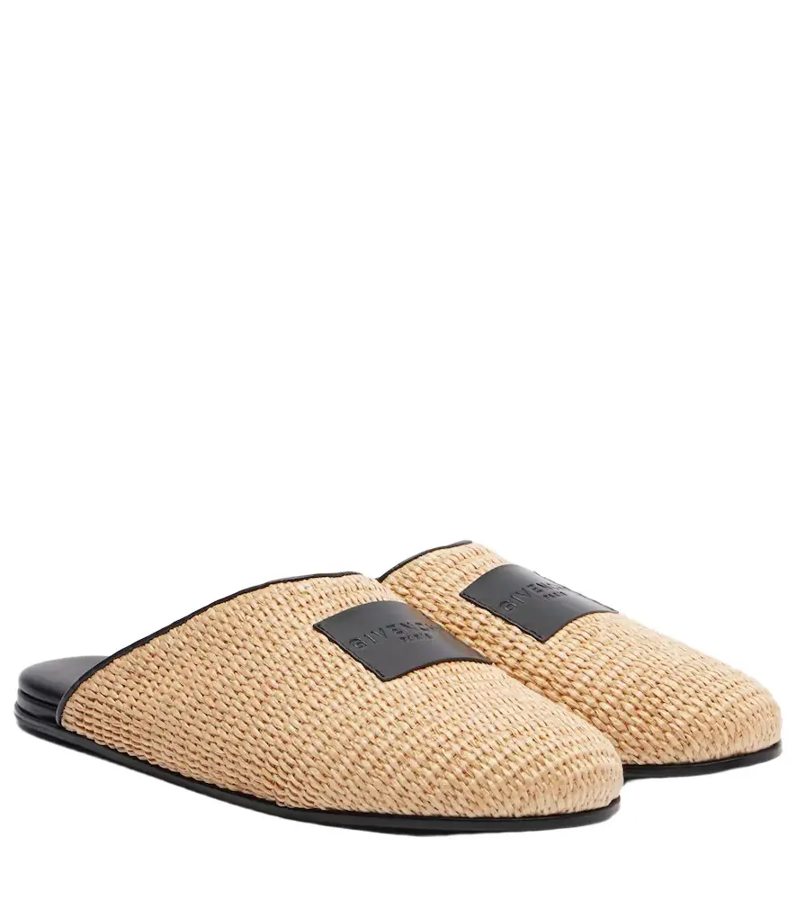 Givenchy Label leather-trimmed woven mules