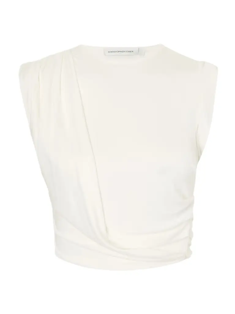 Christopher Esber Verve Twisted Gathered Ribbed-knit Jersey T-shirt