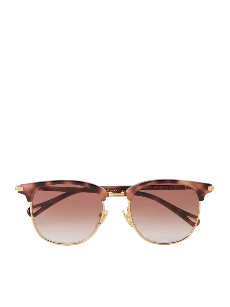 Chloé Tubolar D-frame Acetate And Gold-tone Sunglasses