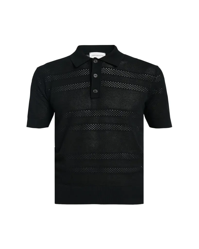 Dries Van Noten Men's Stripe Mesh Short-Sleeve Shirt