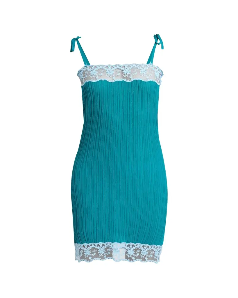 Chloe Lace-Trim Sleeveless Rib Knit Mini Dress