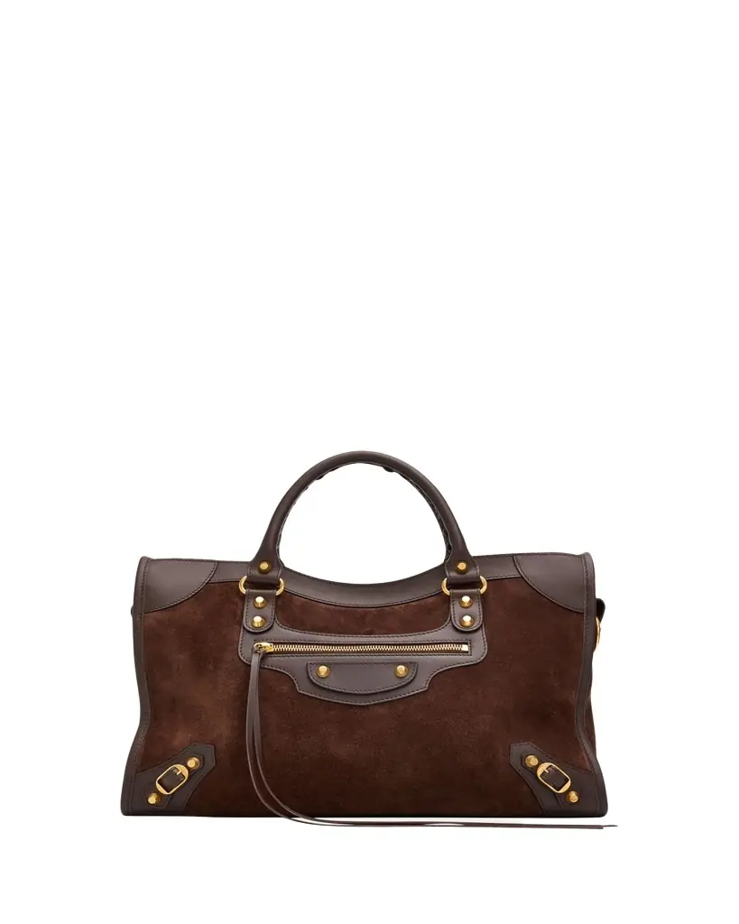 Balenciaga Le City Suede & Leather Top-Handle Bag
