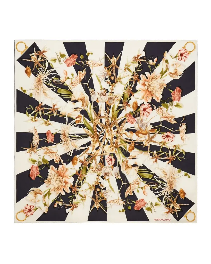 Ferragamo Floral Gaia Silk Square Scarf