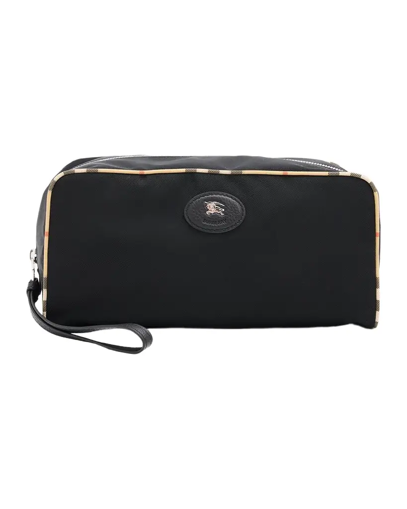 Burberry Men 's Medium Check-Trim Travel Zip Pouch