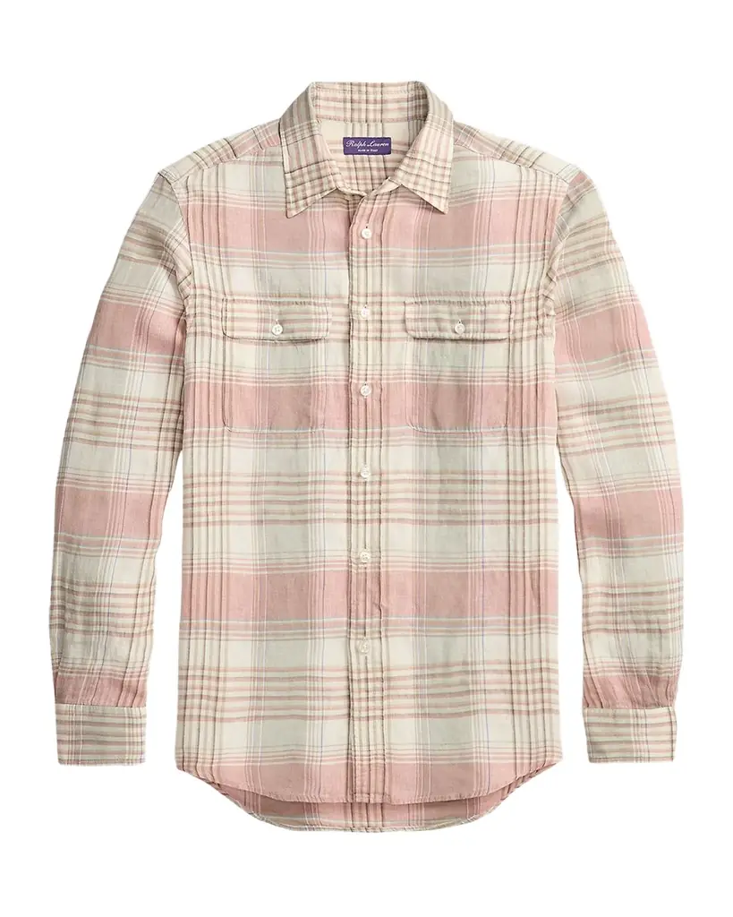 Ralph Lauren Purple Label Plaid Linen Shirt