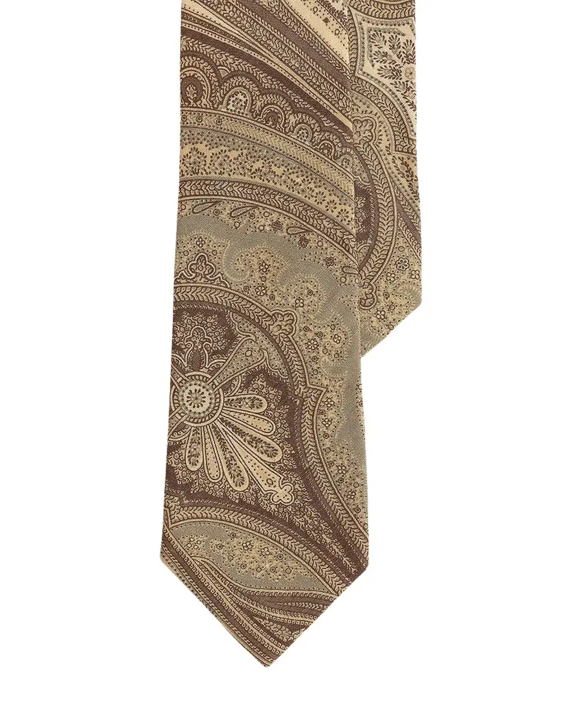 Ralph Lauren Purple Label Paisley Linen-Silk Tie