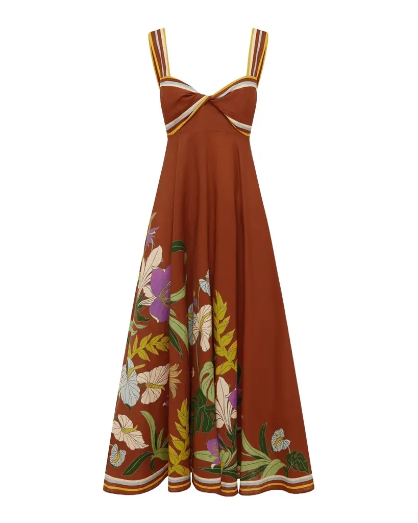 ALEMAIS Alfie Twist Linen Midi Dress