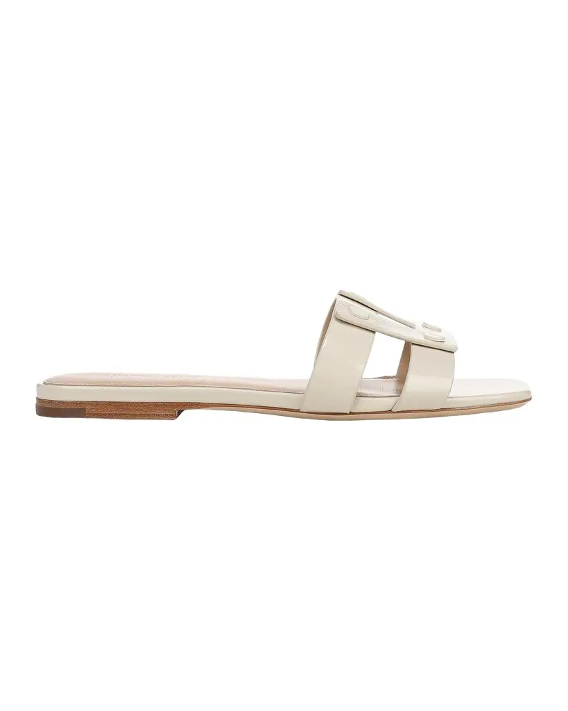 Veronica Beard Via Patent Leather Flat Slide Sandals