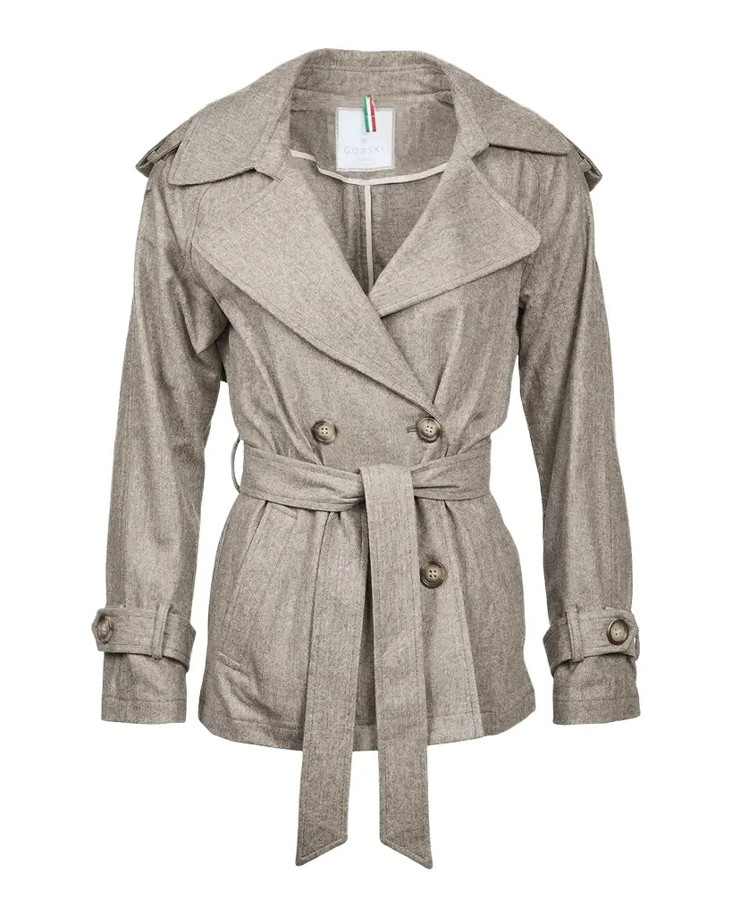 Gorski Cropped Wool Belted Trench Coat