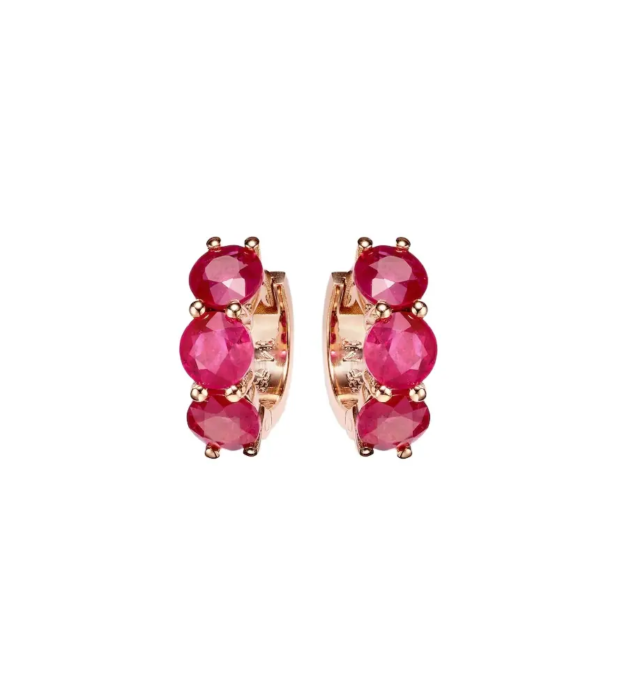 Ileana Makri 18kt rose gold hoop earrings with rubies