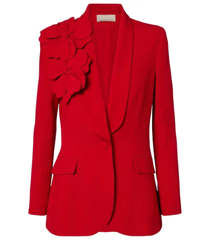 Elie Saab Floral-appliqué cady blazer