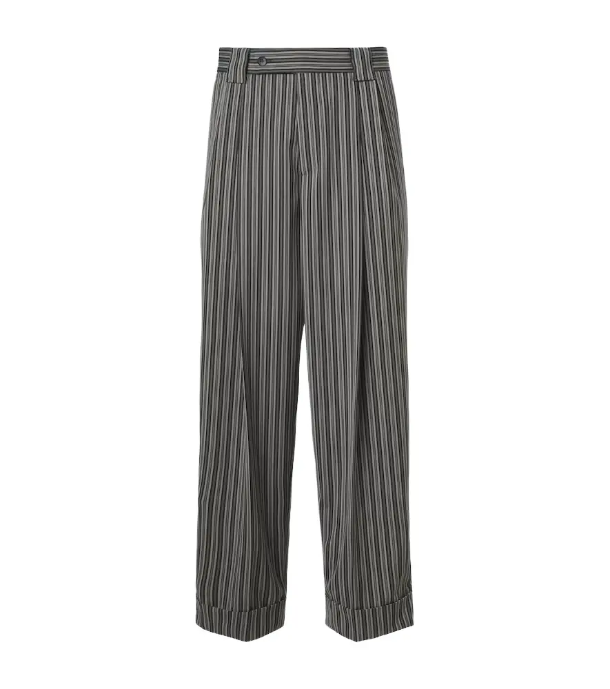 Versace Striped virgin wool straight pants