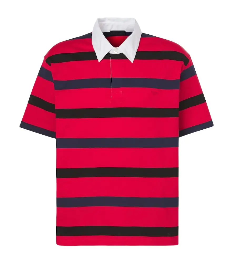 Prada Oversized striped cotton piqué polo shirt