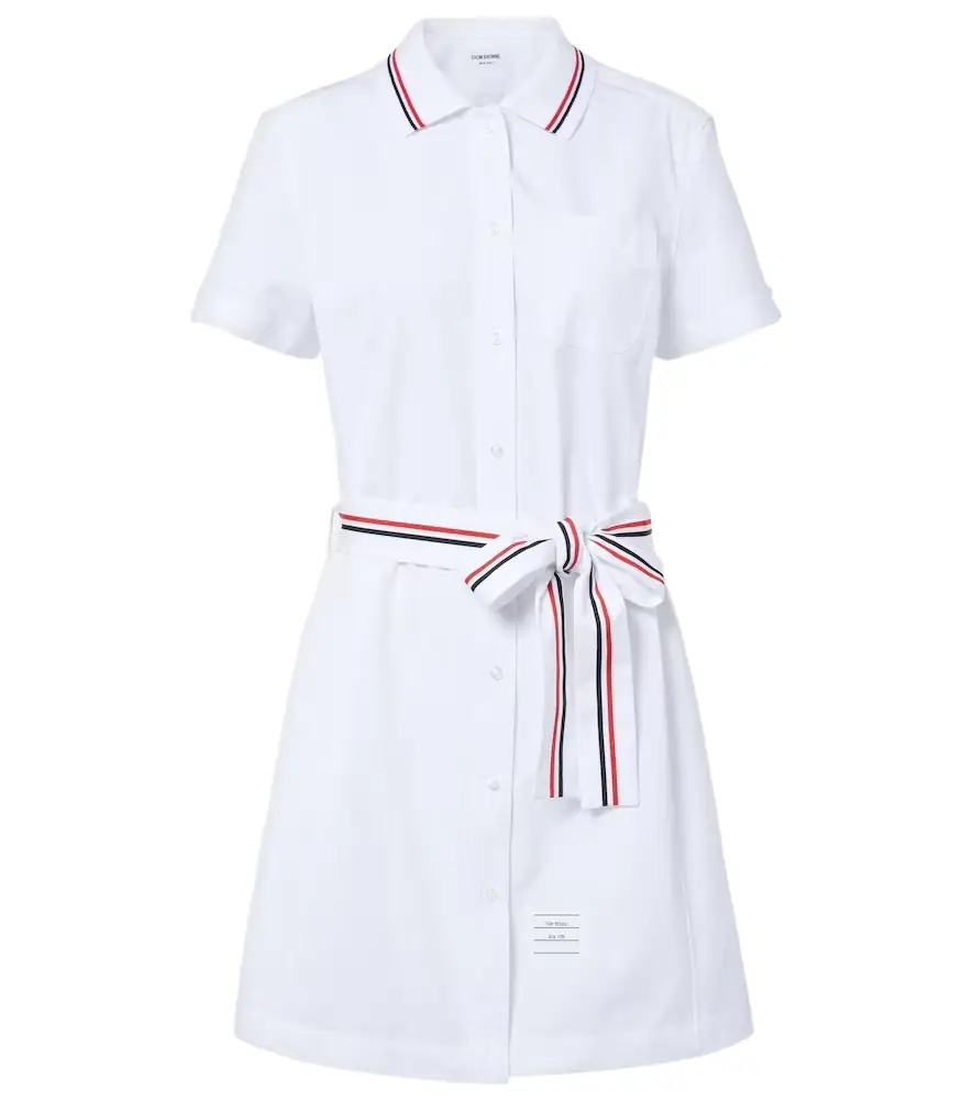 Thom Browne Belted cotton poplin shirt dress
