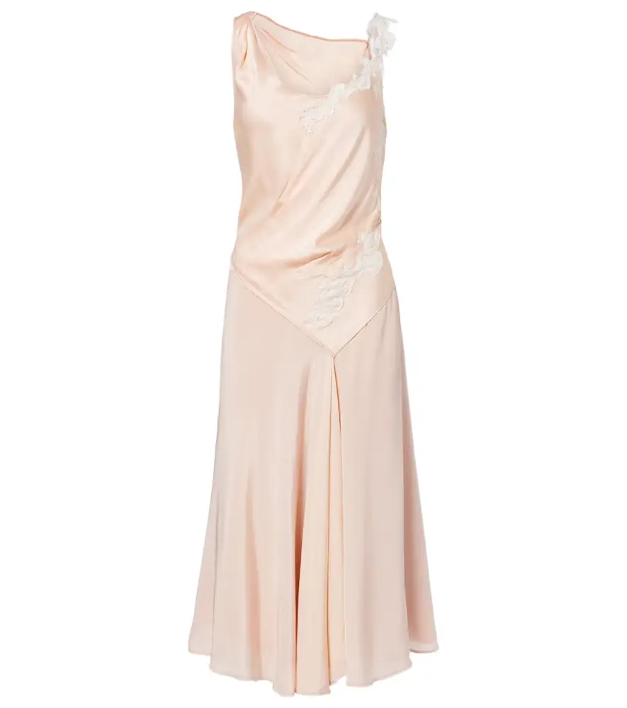 Victoria Beckham Lace-trimmed crêpe satin midi dress